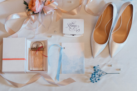 wedding shoes of the bride, beautiful fashionの写真素材