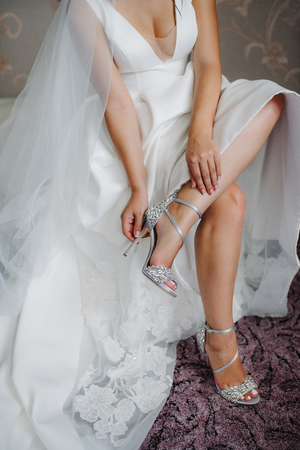 wedding shoes of the bride, beautiful fashionの写真素材