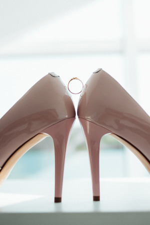 wedding shoes of the bride, beautiful fashionの写真素材