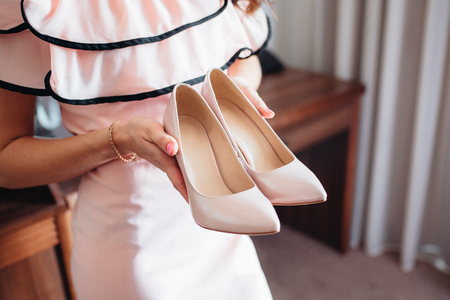 wedding shoes of the bride, beautiful fashionの写真素材