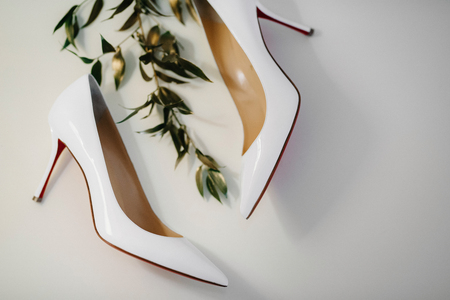wedding shoes of the bride, beautiful fashionの写真素材