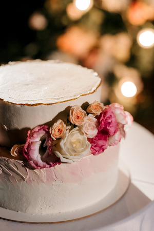 wedding cake at the wedding of the newlywedsの写真素材