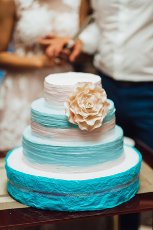 wedding cake at the wedding of the newlywedsの写真素材
