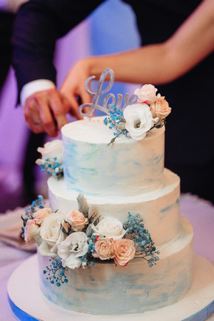 wedding cake at the wedding of the newlywedsの写真素材