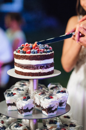 wedding cake at the wedding of the newlywedsの写真素材