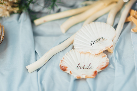 starfish and seashell wedding decorの写真素材