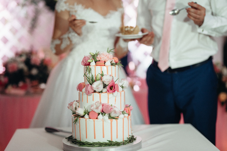 wedding cake at the wedding of the newlywedsの写真素材