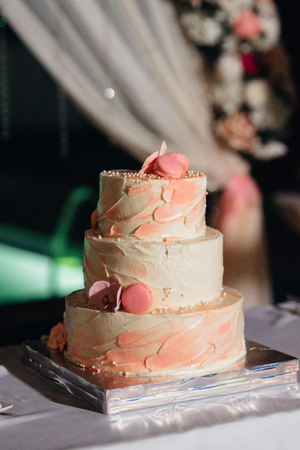 wedding cake at the wedding of the newlywedsの写真素材