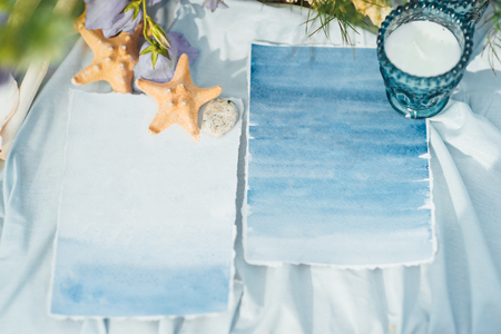 starfish and seashell wedding decorの写真素材