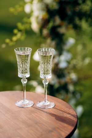 glasses for wine and champagne from crystalの写真素材