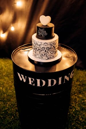 wedding cake at the wedding of the newlywedsの写真素材