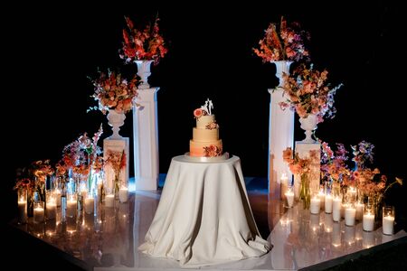 wedding cake at the wedding of the newlywedsの写真素材
