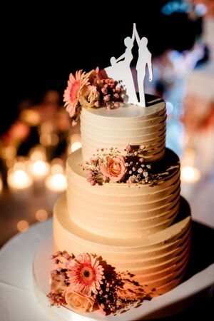 wedding cake at the wedding of the newlywedsの写真素材