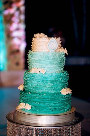 wedding cake at the wedding of the newlywedsの写真素材
