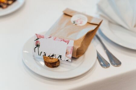 elegant wedding decorations made of natural flowers and green elementsの写真素材