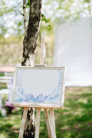 elegant wedding decorations made of natural flowers and green elementsの写真素材