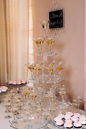 wedding glasses for wine and champagne from crystalの写真素材