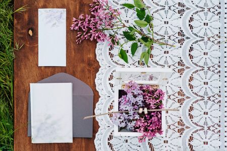 elegant wedding decorations made of natural flowersの写真素材