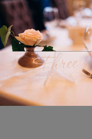 elegant wedding decorations made of natural flowers and green elementsの写真素材