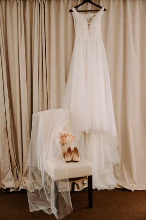 perfect wedding dress on the wedding dayの写真素材