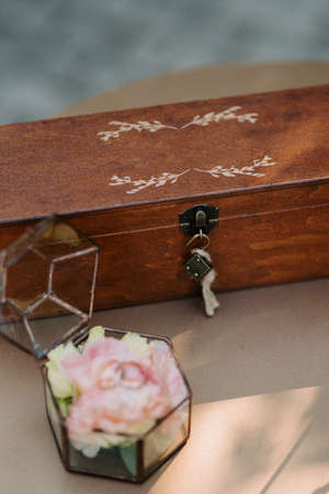 wedding rings with a wedding decoration