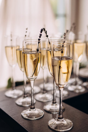 wedding glasses for wine and champagne from crystalの写真素材