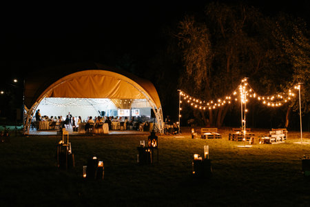 Banquet hall for weddings, banquet hall decoration, atmospheric decorの写真素材