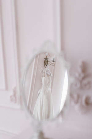 perfect white wedding dress on the wedding dayの写真素材