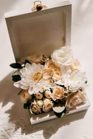 wedding rings with a wedding decor