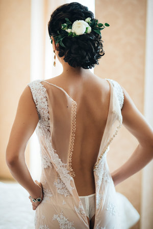 perfect white wedding dress on the wedding dayの写真素材