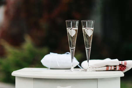wedding glasses for wine and champagne from crystalの写真素材