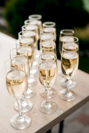 wedding glasses for wine and champagne from crystalの写真素材