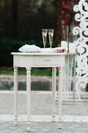 wedding glasses for wine and champagne from crystalの写真素材
