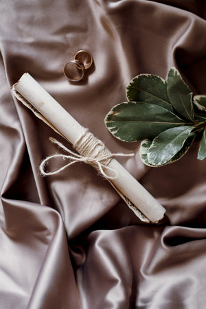 wedding rings with a wedding decor
