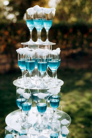 wedding glasses for wine and champagne from crystalの写真素材