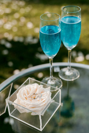 wedding glasses for wine and champagne from crystalの写真素材