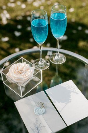 wedding glasses for wine and champagne from crystalの写真素材