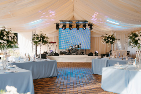 Banquet hall for weddings, banquet hall decoration, atmospheric decorのeditorial素材