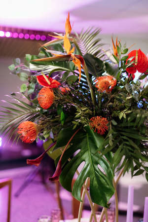 decoration of the banquet hall in multicolored colors of the Maracan styleの写真素材