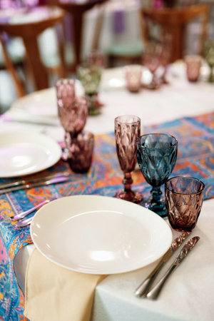 decoration of the banquet hall in multicolored colors of the Maracan styleの写真素材