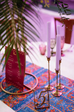 decoration of the banquet hall in multicolored colors of the Maracan styleの写真素材