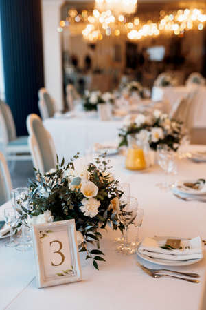 wedding decor with natural flowers and elementsの写真素材