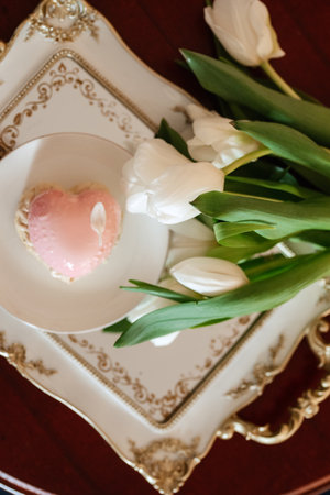 elegant wedding bouquet of fresh natural flowers and greeneryの写真素材