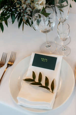 wedding decor with natural flowers and elementsの写真素材