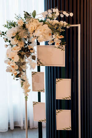 wedding decor with natural flowers and elementsの写真素材