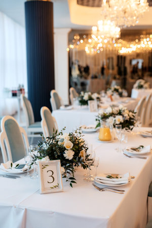 wedding decor with natural flowers and elementsの写真素材