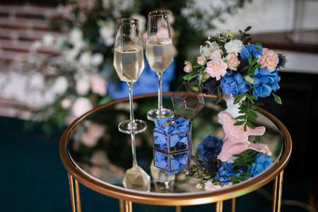 wedding glasses for wine and champagne from crystalの写真素材