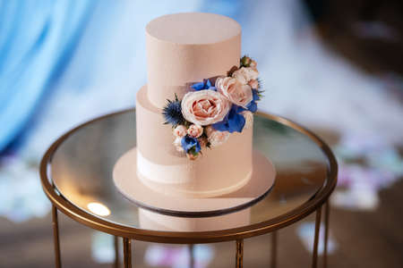 wedding cake at the wedding of the newlywedsの写真素材