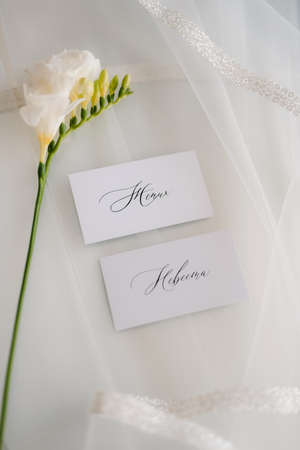 elegant wedding bouquet of fresh natural flowers and greeneryの写真素材