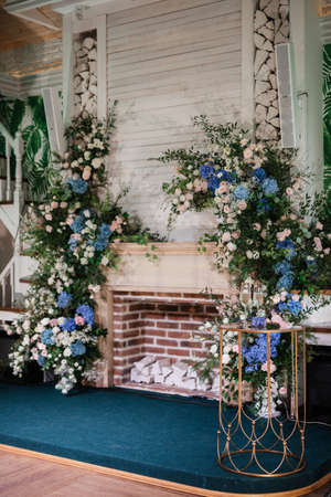 wedding ceremony area with dried flowersの写真素材